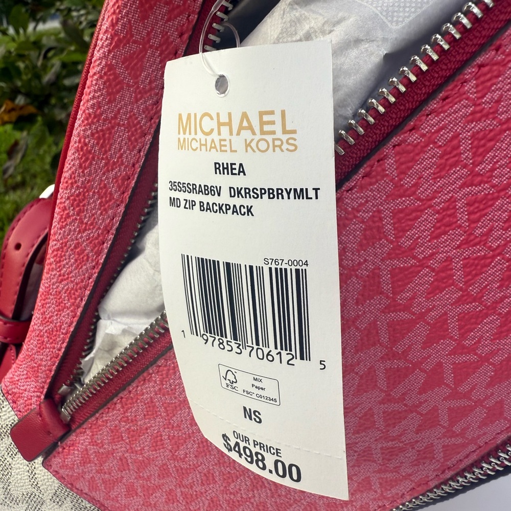 Michael Kors Signature Rhea medium Backpack Dark Raspberry - Picture 8 of 13